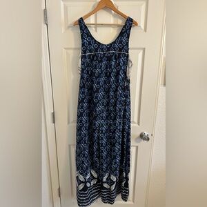 Anthropologie Wide Leg Blue and White Jumpsuit L